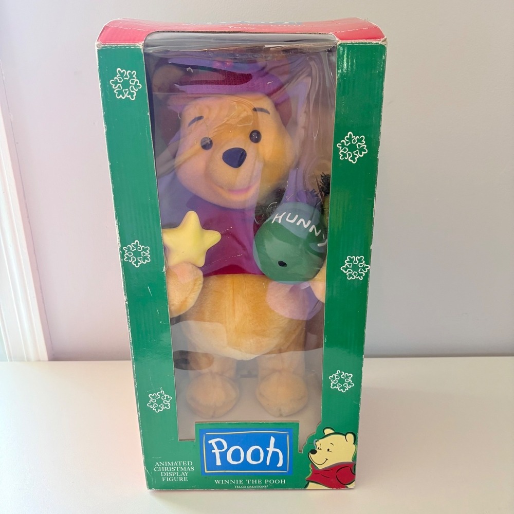 Vintage Disney Winnie the Pooh Telco Animated Christmas Figure FOR PARTS REPAIR
